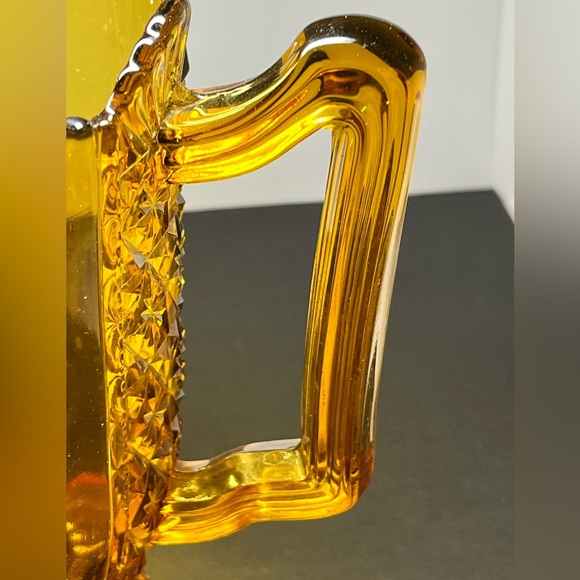 Antique EAPG Amber Water Pitcher Fan and Starburst Pattern Late 1800s Victorian - Picture 4 of 15